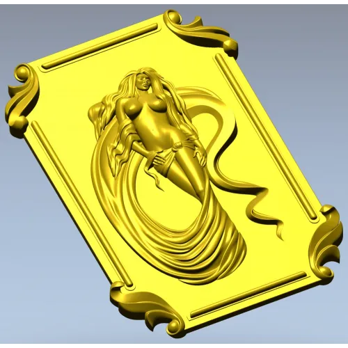 3D модель панно "Нимфа в завитках" (STL) для ЧПУ