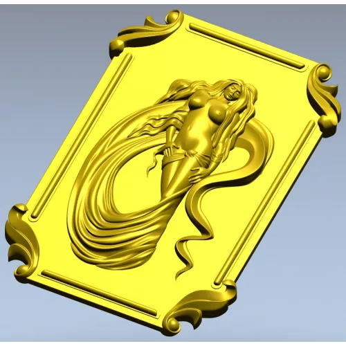 3D модель панно "Нимфа в завитках" (STL) для ЧПУ
