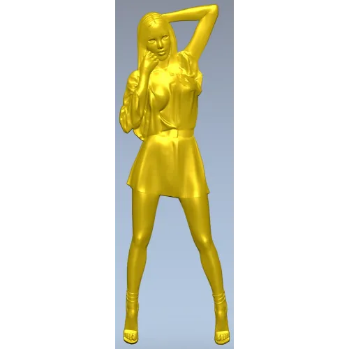 Рельефная 3D модель девушки в платье - STL для ЧПУ