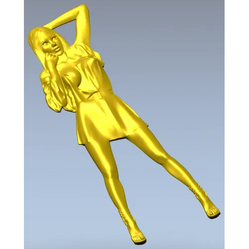 Рельефная 3D модель девушки в платье - STL для ЧПУ