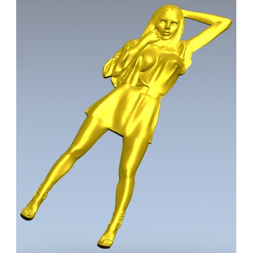 Рельефная 3D модель девушки в платье - STL для ЧПУ
