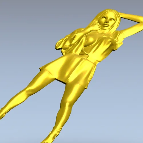 Рельефная 3D модель девушки в платье - STL для ЧПУ
