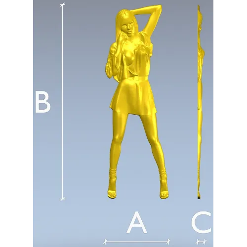 Рельефная 3D модель девушки в платье - STL для ЧПУ