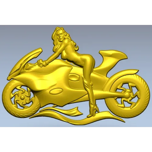 Motorcycle Muse - high-relief woman on sportbike STL