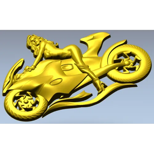 Motorcycle Muse - high-relief woman on sportbike STL