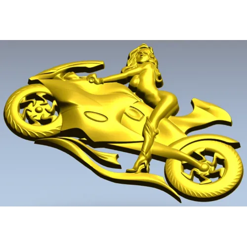 Motorcycle Muse - high-relief woman on sportbike STL