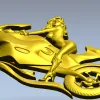 Motorcycle Muse - high-relief woman on sportbike STL