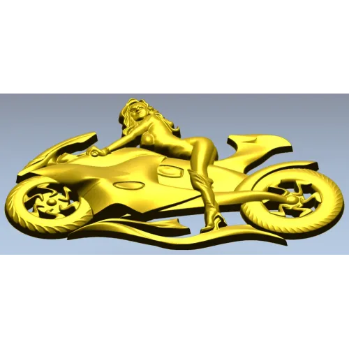 Motorcycle Muse - high-relief woman on sportbike STL