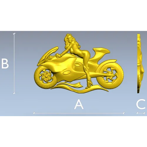 Motorcycle Muse - high-relief woman on sportbike STL