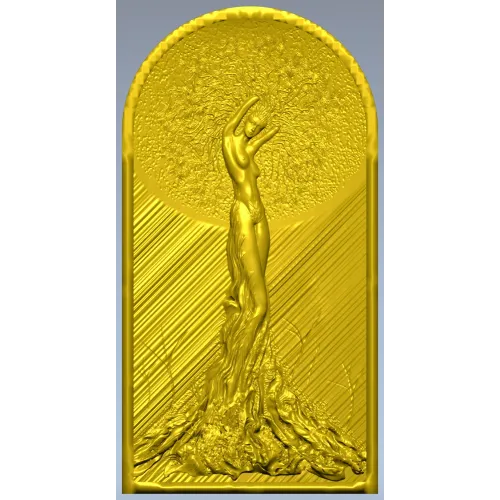 Sylvan Embrace - high-relief Girl-Tree 3D model STL for CNC