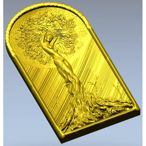 Sylvan Embrace - high-relief Girl-Tree 3D model STL for CNC