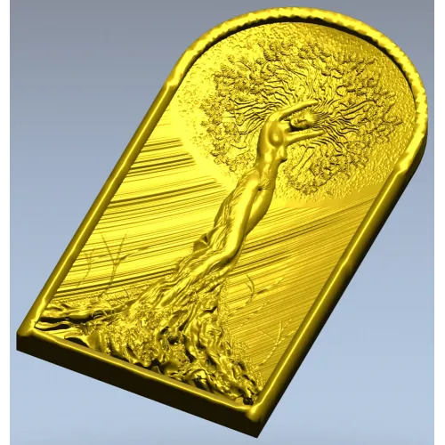 Sylvan Embrace - high-relief Girl-Tree 3D model STL for CNC