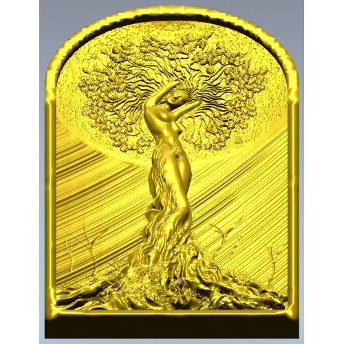 Sylvan Embrace - high-relief Girl-Tree 3D model STL for CNC