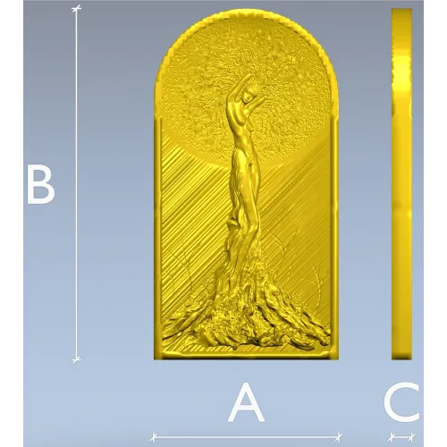 Sylvan Embrace - high-relief Girl-Tree 3D model STL for CNC