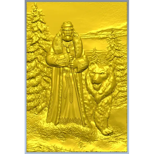 Дед Мороз с медведем - 3D модель STL для ЧПУ