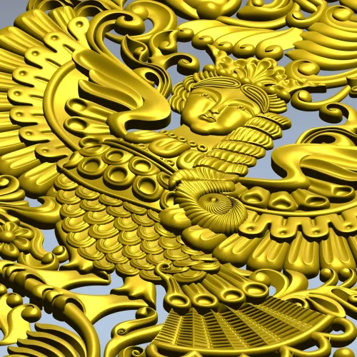 Ornate Winged Panel - STL 3D Model for CNC Carving