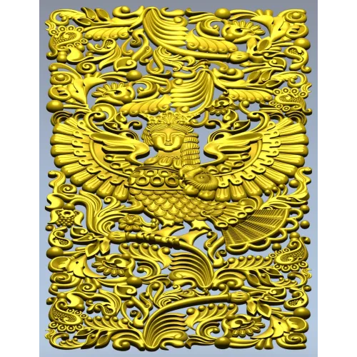 Ornate Winged Panel - STL 3D Model for CNC Carving