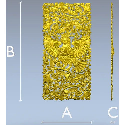 Ornate Winged Panel - STL 3D Model for CNC Carving