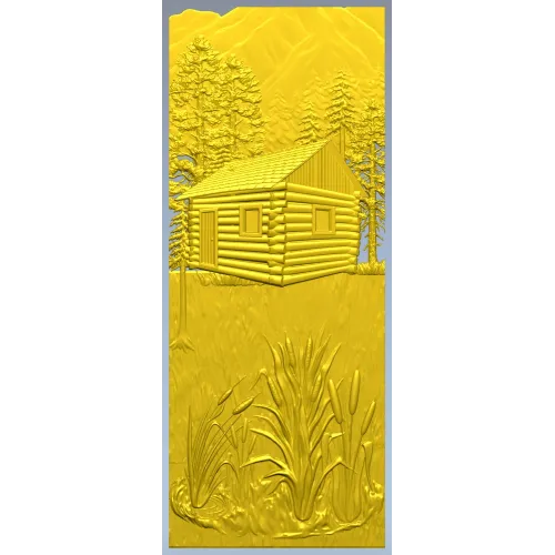 Forest Cabin Relief - STL 3D model for CNC carving