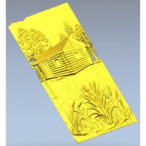Forest Cabin Relief - STL 3D model for CNC carving