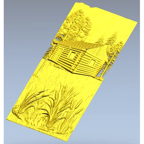 Forest Cabin Relief - STL 3D model for CNC carving