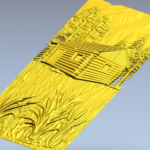 Forest Cabin Relief - STL 3D model for CNC carving