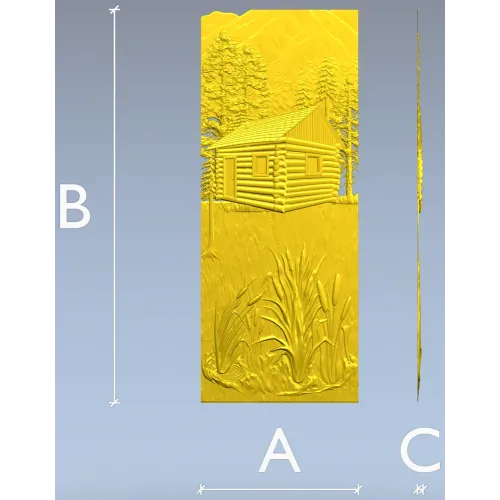 Forest Cabin Relief - STL 3D model for CNC carving