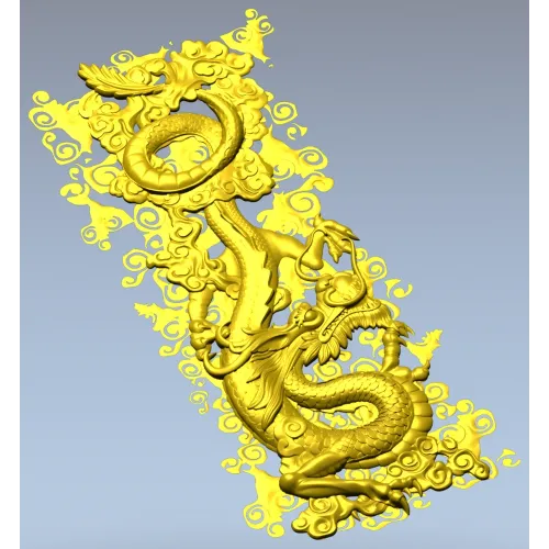 Dragon Cloud Relief STL for CNC Carving - High Relief Panel