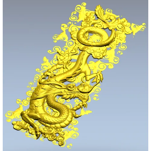 Dragon Cloud Relief STL for CNC Carving - High Relief Panel