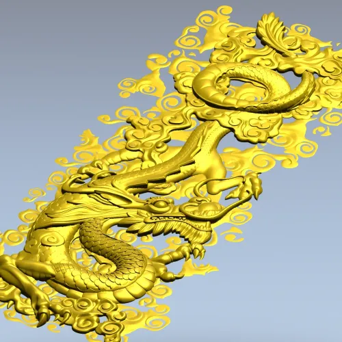 Dragon Cloud Relief STL for CNC Carving - High Relief Panel