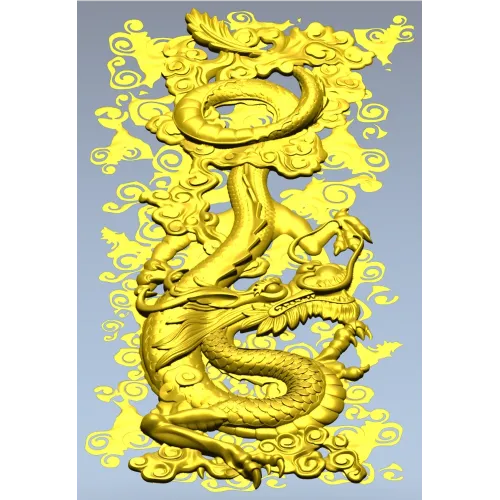 Dragon Cloud Relief STL for CNC Carving - High Relief Panel
