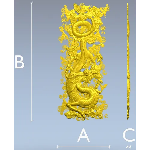 Dragon Cloud Relief STL for CNC Carving - High Relief Panel