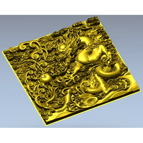 Дракон в облаках - рельефная 3D модель STL для ЧПУ