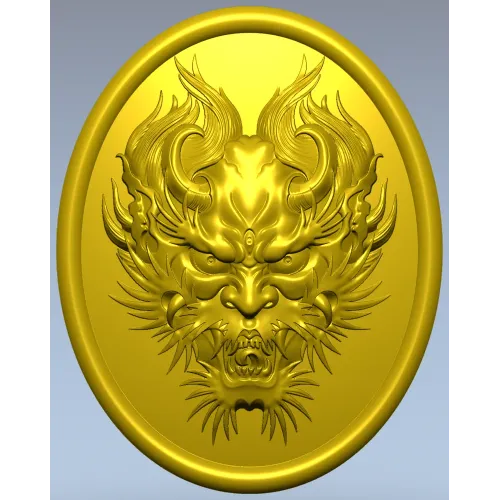 Dragon head medallion 3D STL for CNC