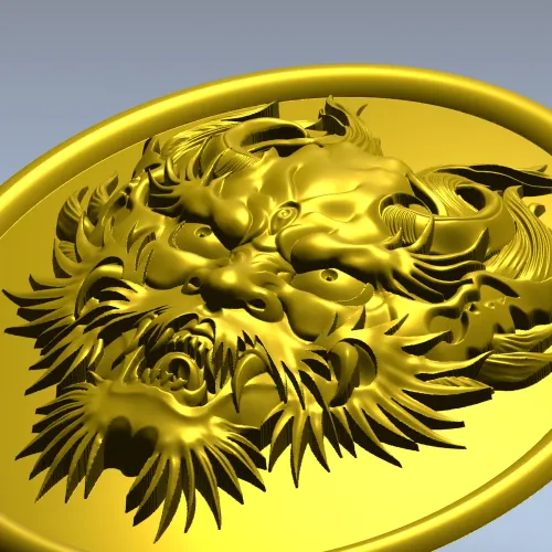 Dragon head medallion 3D STL for CNC