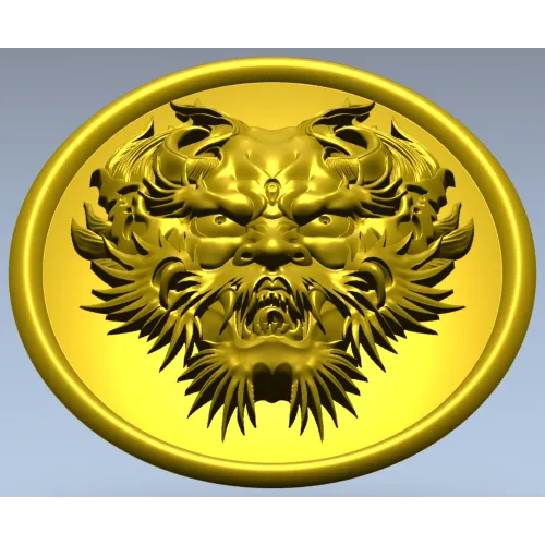 Dragon head medallion 3D STL for CNC