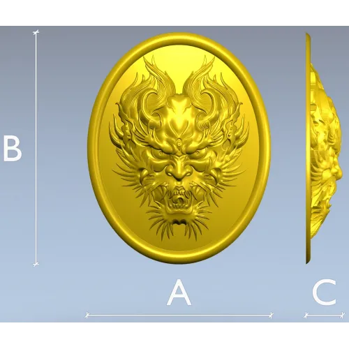 Dragon head medallion 3D STL for CNC
