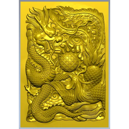 Imperial Dragon Relief - detailed 3D STL panel for CNC