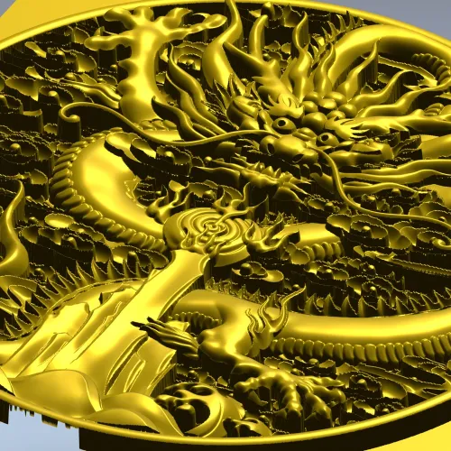 Круглый медальон "Дракон в облаках" - 3D модель STL для ЧПУ