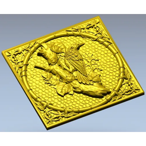 Дятел на ветке - 3D панель STL для ЧПУ