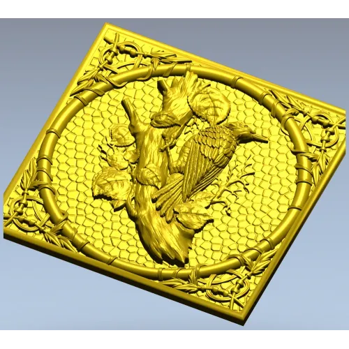 Дятел на ветке - 3D панель STL для ЧПУ