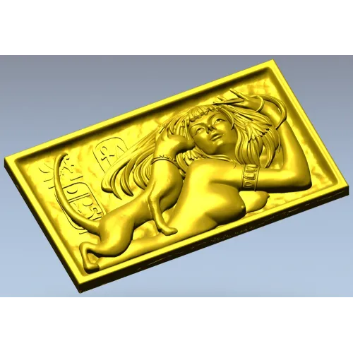 Egyptian Reclining Lady with Cat - STL Relief for CNC