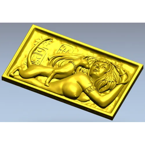 Egyptian Reclining Lady with Cat - STL Relief for CNC