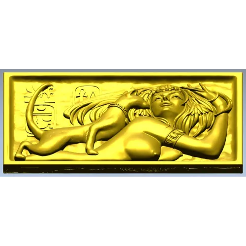 Egyptian Reclining Lady with Cat - STL Relief for CNC