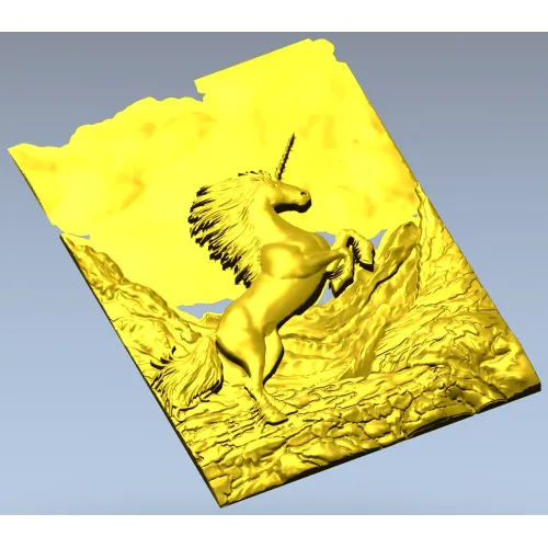 Единорог в скалах - 3D рельеф для ЧПУ (STL)