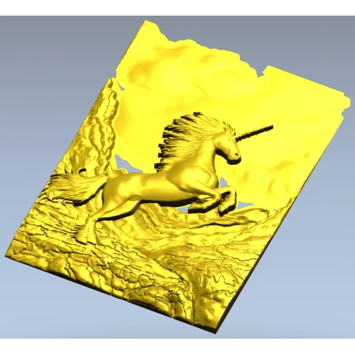 Единорог в скалах - 3D рельеф для ЧПУ (STL)