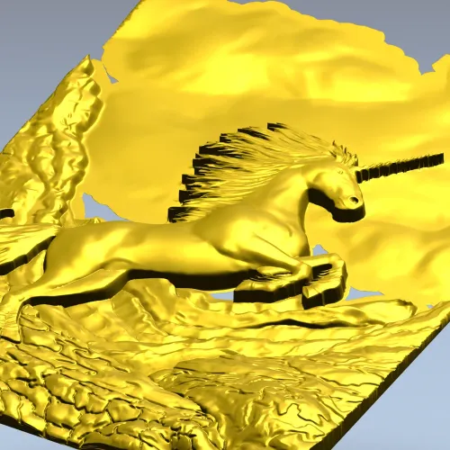 Единорог в скалах - 3D рельеф для ЧПУ (STL)
