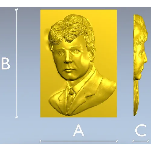 High-Relief Male Portrait 3D STL for CNC Milling
