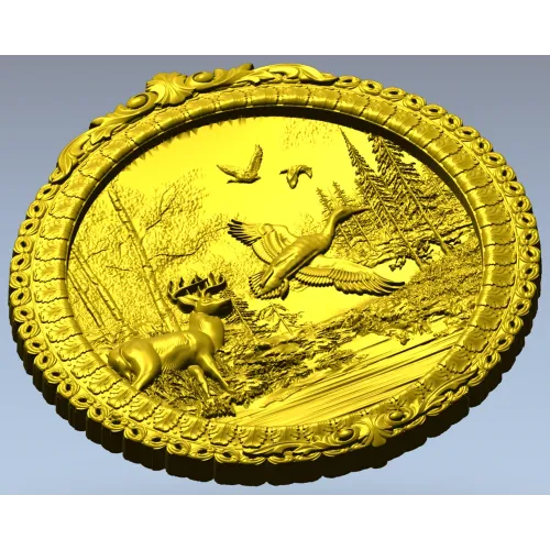 Круглый медальон "Лесная Симфония" - 3D модель STL для ЧПУ
