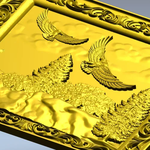 Лесная Серенада - панель в барочном стиле, 3D модель STL для ЧПУ